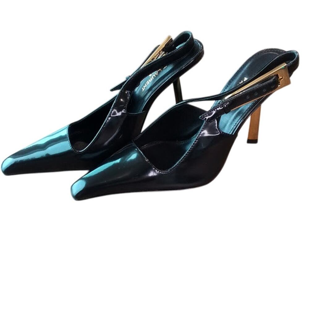 BRAND NEW Saint Laurent Paris Patent Leather Slingback Heels – Black – Size 37
